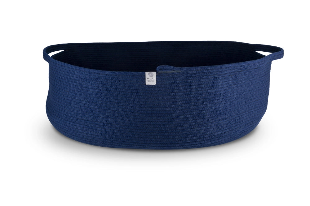 Cheonda - Cesto ovale prodotto a mano Plam dm 80cm h30cm Colore: Blu navy