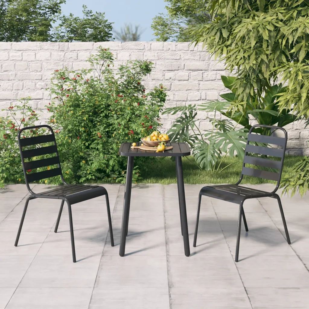 Set da Pranzo da Giardino 3 pz | Set Salotto da Giardino in Acciaio Antracite