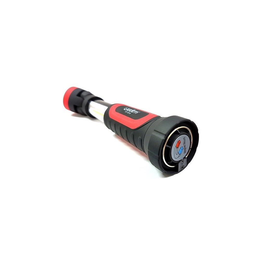 Trade Shop - Torcia Doppia Luce Led Con Base Magnetica Da Lavoro Ricaricabile Usb Dt-2018 -