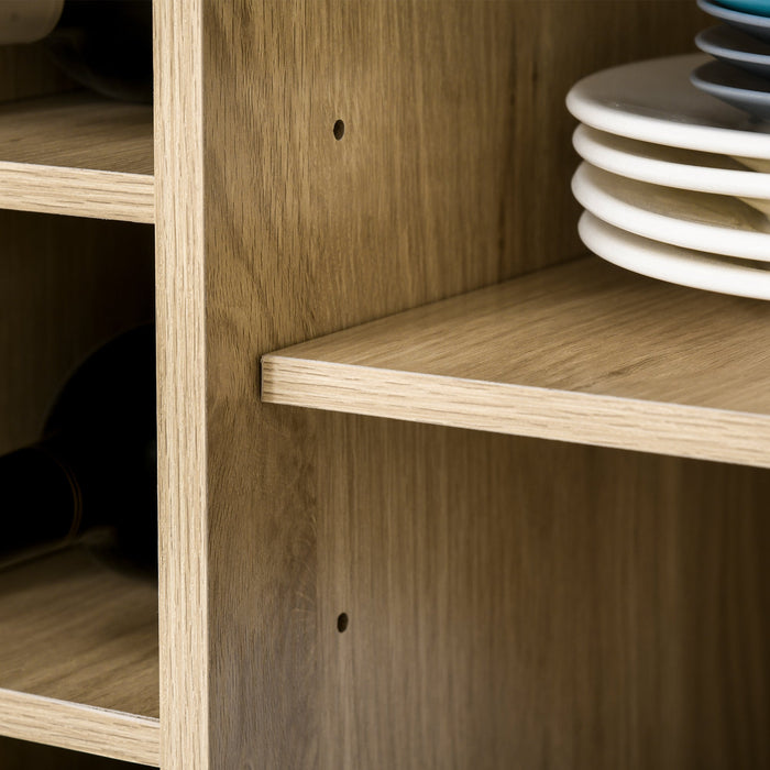 Mobile Credenza Alta da Cucina 106x48x180 cm in Legno Rovere