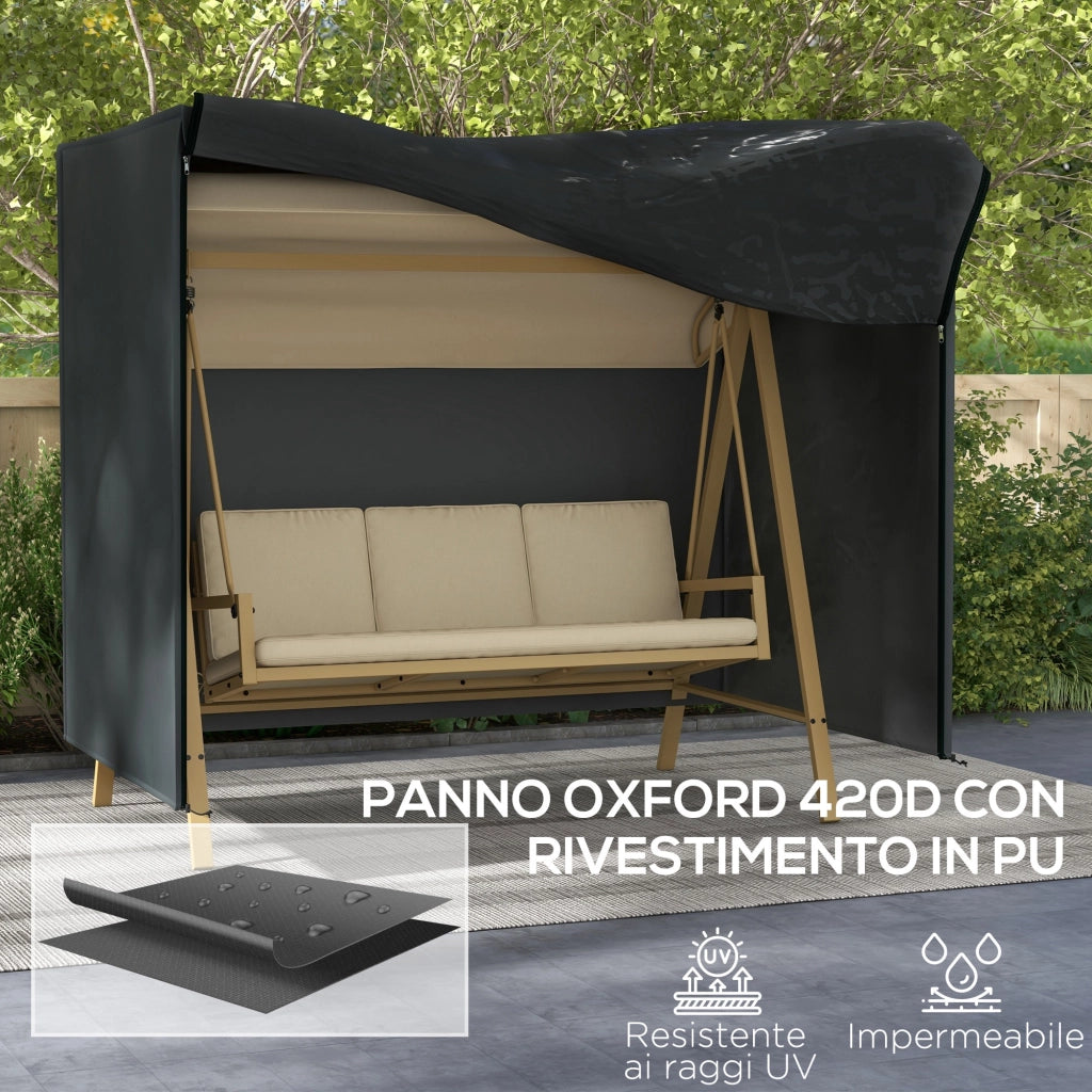 Copertura per Dondolo da Giardino 3 Posti ¨C Zephmum ¨C Nero 220x125x172 cm