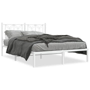 Letto matrimoniale | Letto per adulti | Giroletto con Testiera Metallo Bianco 135x190 cm