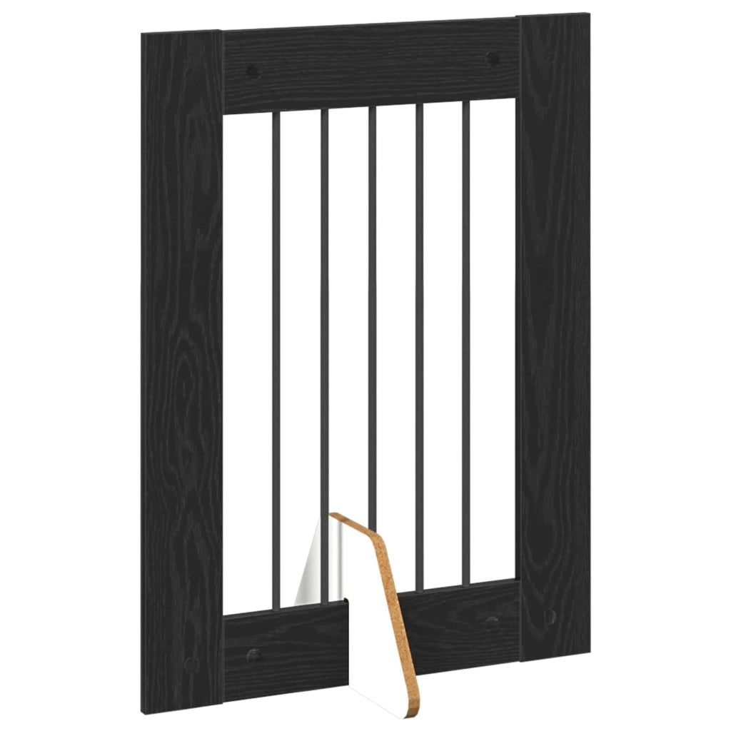 Cancello per cani con supporti 4 pz Rovere Nero 60 x 80 cm CFW6590017