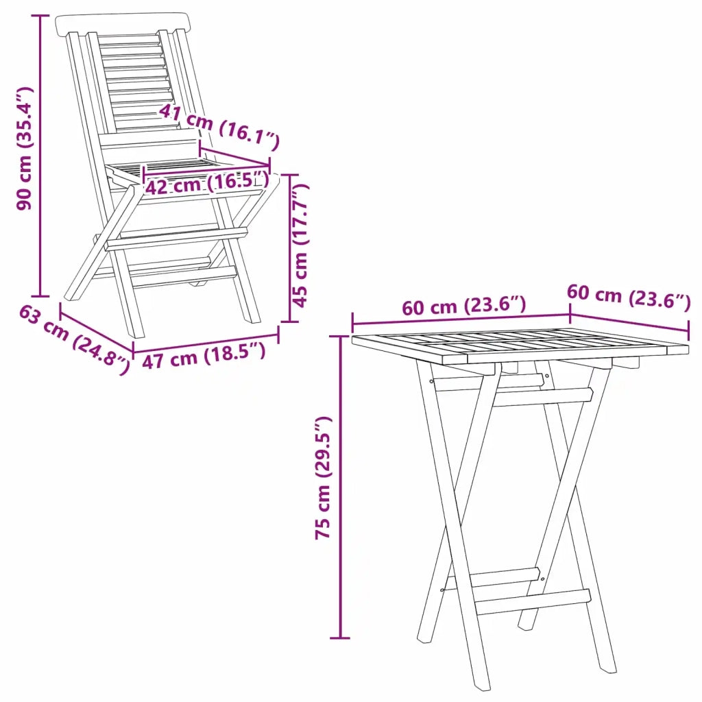 Set da Giardino 3 pz Marrone Legno Teak Massello 3437386
