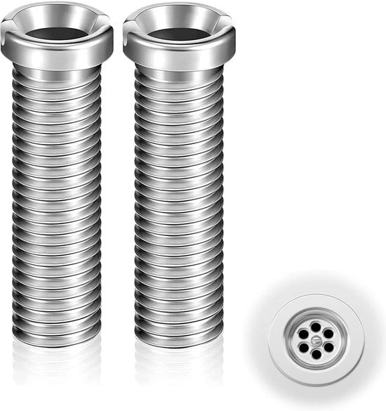 Viti di scarico 45 mm - Viti in acciaio inossidabile a testa aperta - Set di viti per vasca da bagno - Adatto per vasche da doccia - 2 pezzi - Disegno a canale