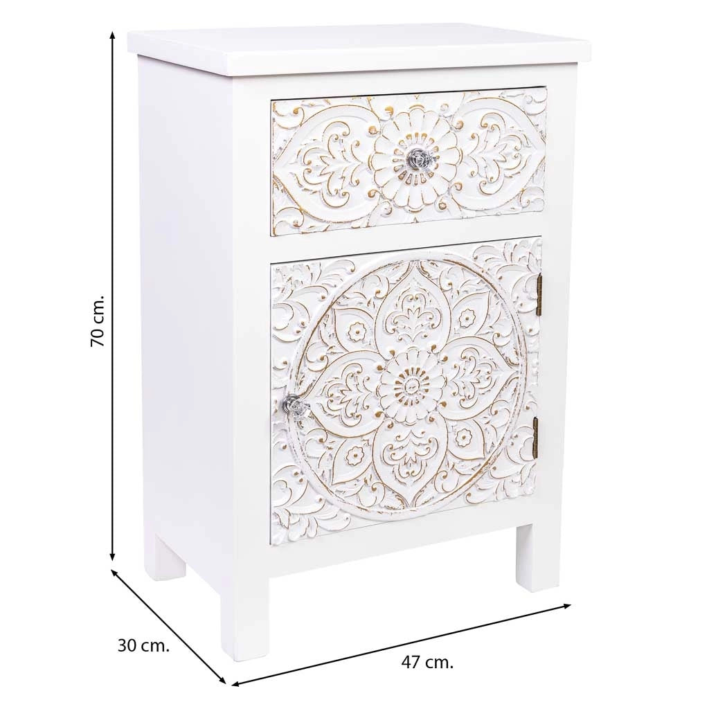 Tavolino in legno con 1 cassetto e 1 porta 47x30x70