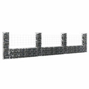 Cesto Gabbione a U con 4 Pali in Ferro 380x20x100 cm 151277