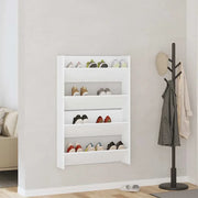 Scarpiere a Muro 2pz-Set di 2 Scaffale per scarpe Bianche 80x18x60 cm in Legno Multistrato