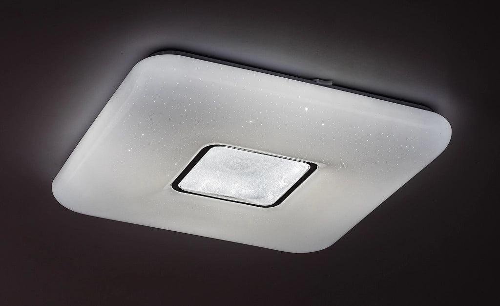 Plafoniera LED quadrata 44cm 72W telecomando cromata Rabalux