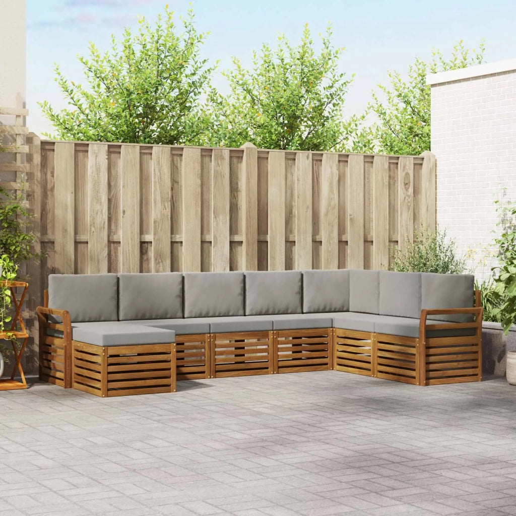 Set divano sezionale con cuscino 8 pcs Grigio Naturale e Chiaro 3375291