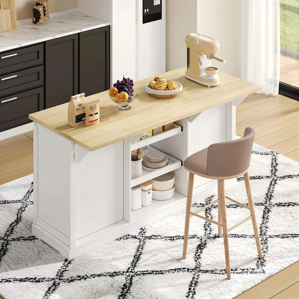 Buffet bar con prese - Xylo - 150x65x75cm bianco 5 cassetti