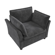 Poltrona relax 1 posto - con braccioli curvi e 2 cuscini - per soggiorno - in chenille grigio