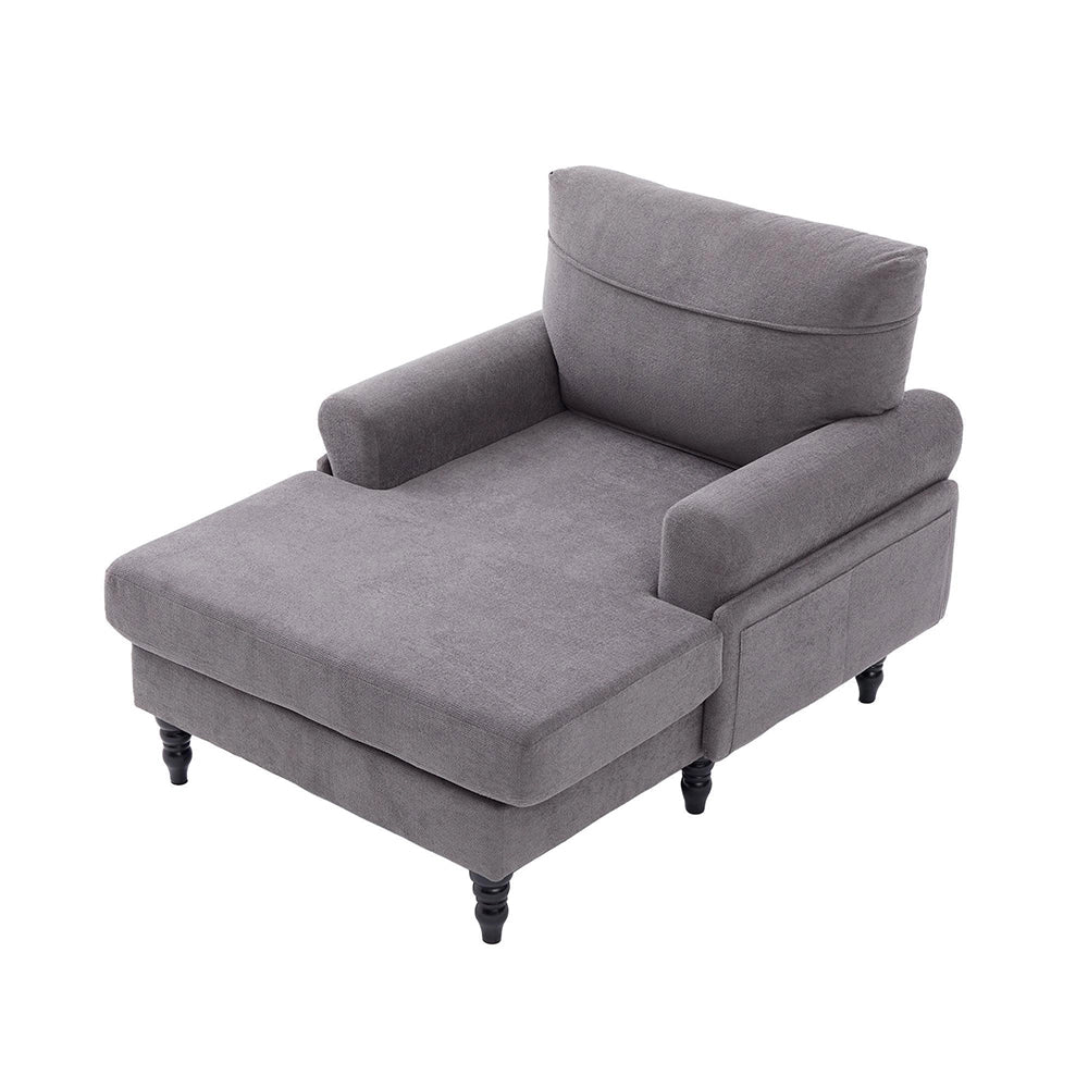 Poltrona reclinabile moderna - Xylo - Tessuto chenille, comoda con braccioli, tasche laterali, piedi in legno