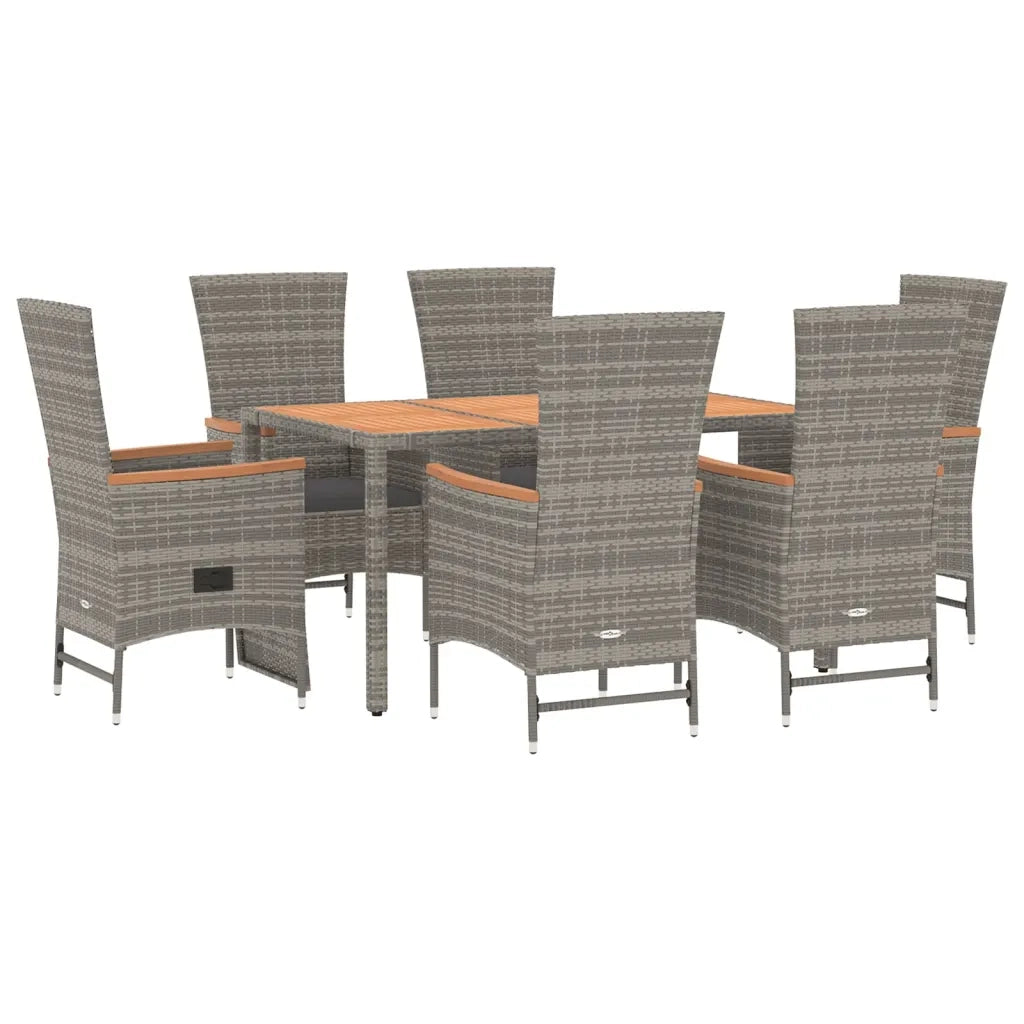 Set da Pranzo da Giardino 7 pz con Cuscini in Polyrattan Grigio 3157551