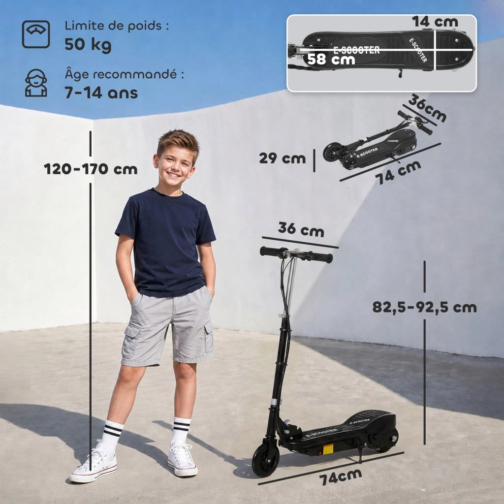 Monopattino elettrico pieghevole per bambini ¨C Minimal ¨C Nero 74x36x82,5-92,5 cm