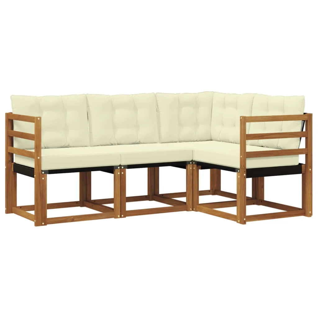 Set di divani da esterno con cuscino 4 pcs Naturale e Crema