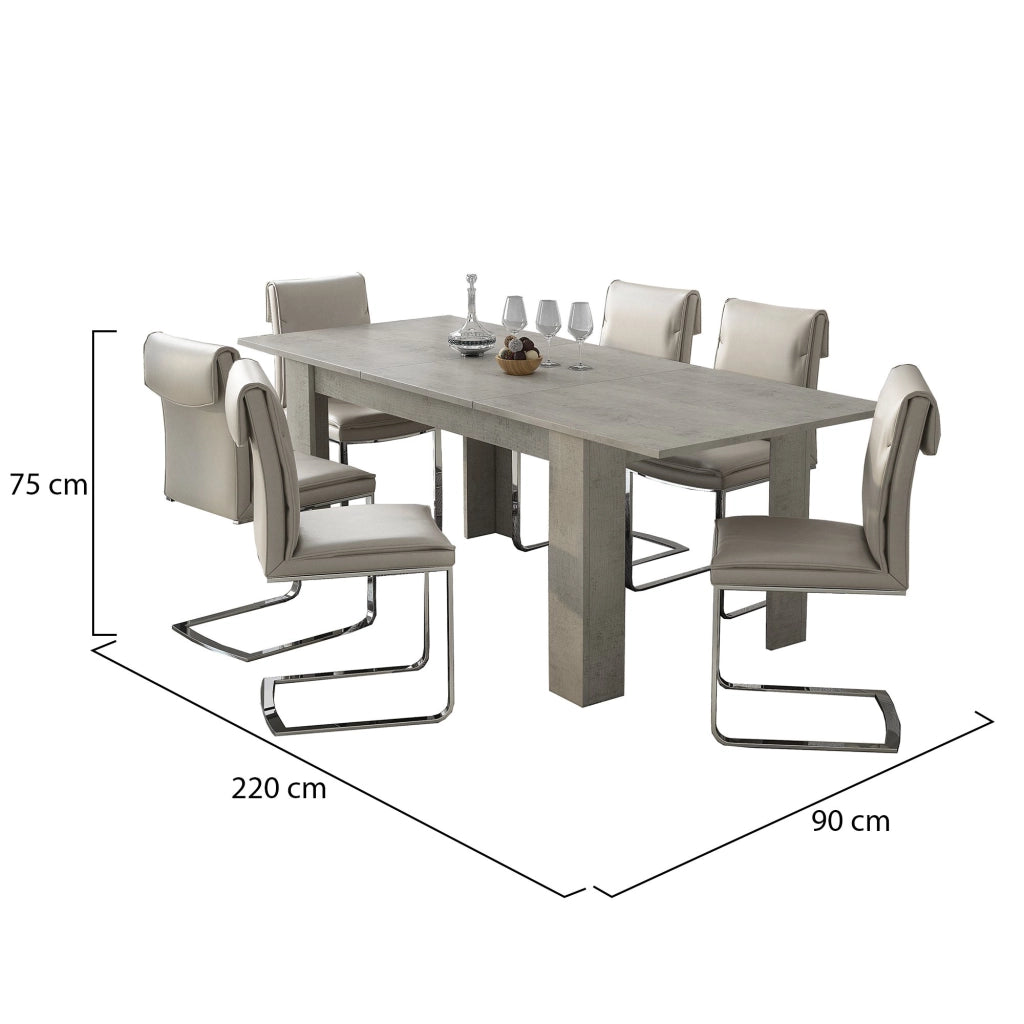 Campora, Tavolo Allungabile Allungabile, 220x90x75h cm Grigio Cemento