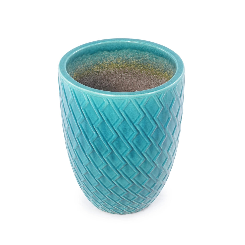 VASO Portapiante Artigianale 42x54 cm Ceramica Ciano