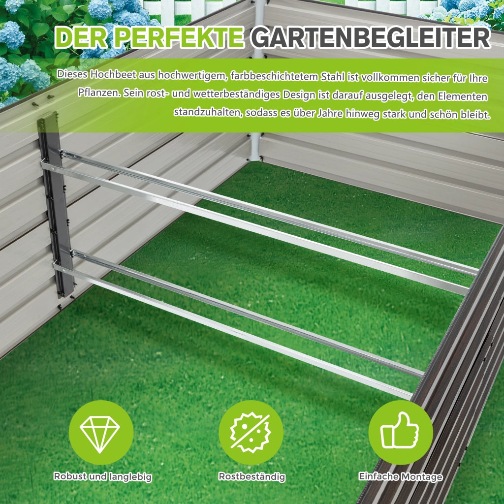Fioriera Rialzata da Giardino in Metallo ¨C MINIMAL ¨C 219x112x64cm Effetto Legno