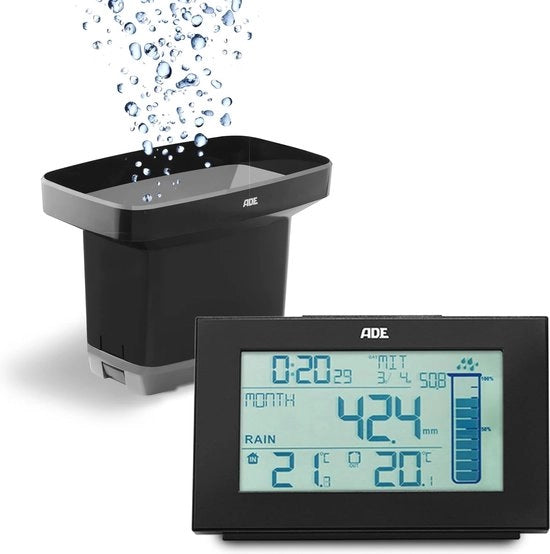 Sensore di temperatura per giardino - termometro digitale wireless - orologio digitale a radiocontrollo con sveglia - nero