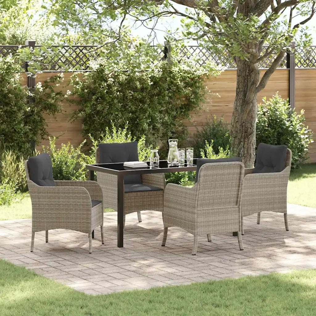 Set da Pranzo per Giardino 5 pcs Grigio chiaro polyrattan