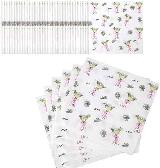 Serviette per Cocktail 60 pezzi - Decorazione per Festa - Serviette in Papier - 2 strati - 16,5 x 16,5 cm - Serviette per Festa
