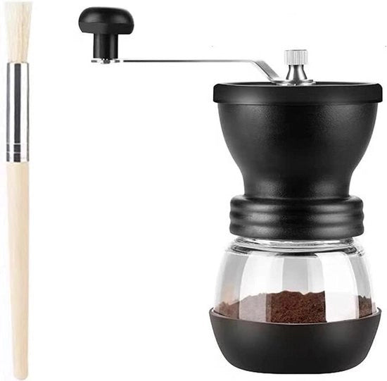 Macchina per macinare caffè manuale - movimento ceramico, doppia trasmissione a cuscinetti, con spazzola per pulizia - capacità di macinatura ottimale 50g