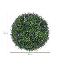 Set di 2 Piante Artificiali a Sfera Ø42 cm con Fiori di Lavanda per Casa e Giardino Verde e Viola