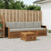 Set di divani da esterno 5 pz Naturale e Grigio Chiaro 3383982