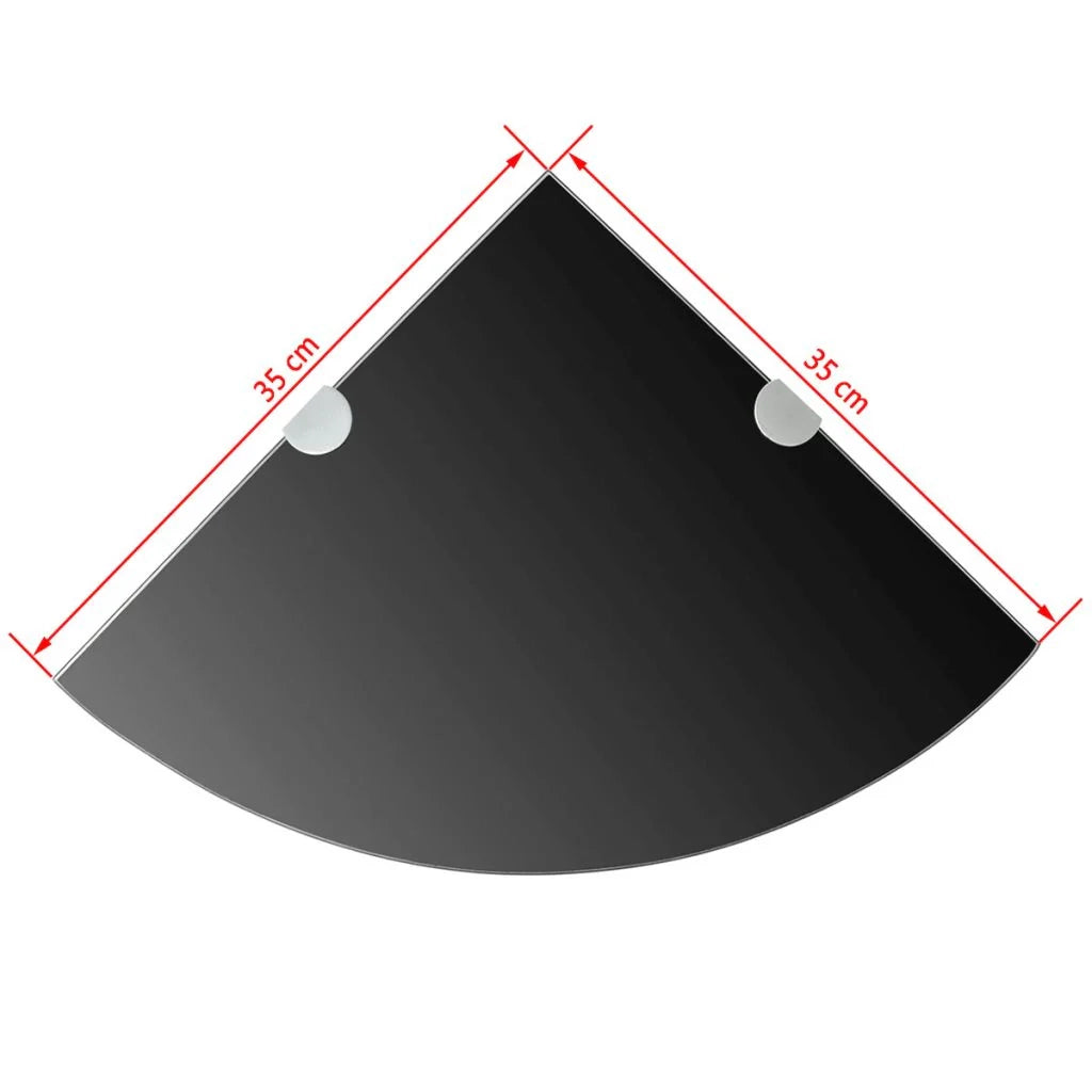 Mensola angolare con staffe cromate e vetro nero 35 x 35 cm 2702221/2