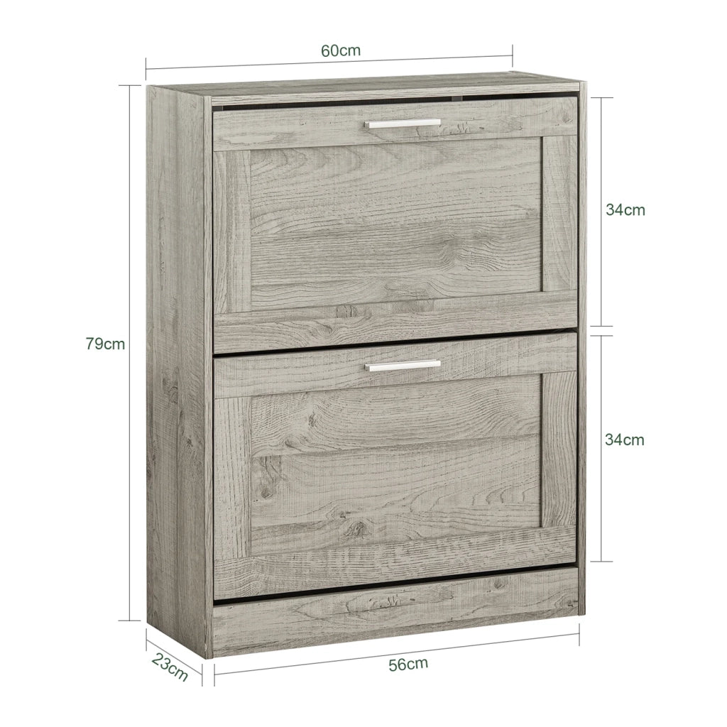 Scarpiera ribaltabile Scarpiera a 2 ribalte Portascarpe salvaspazio Slim, 60x23x79cm Grigio FSR137-HG SoBuy