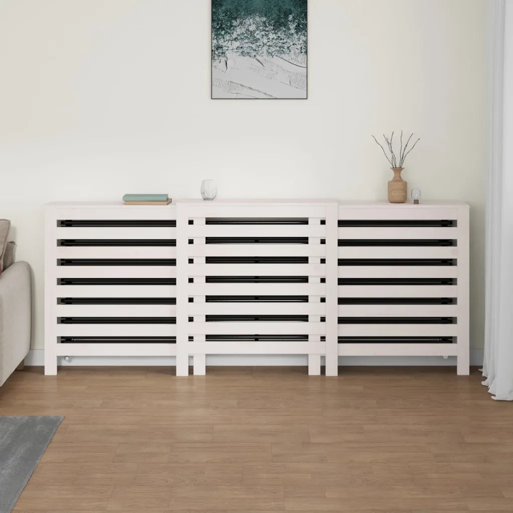 Copertura Termosifone Bianca 210x21x85 cm Legno Massello Pino 822612