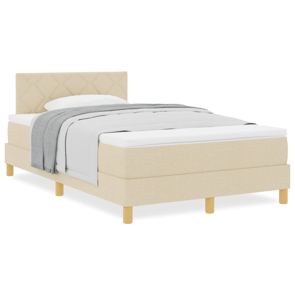 Letto a Molle con Materasso Crema 120x200 cm Tessuto