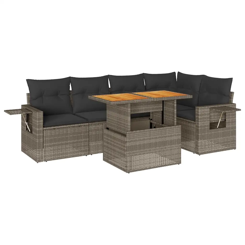 Set Divano da Giardino 6 pz con Cuscini Grigio in Polyrattan 3327154