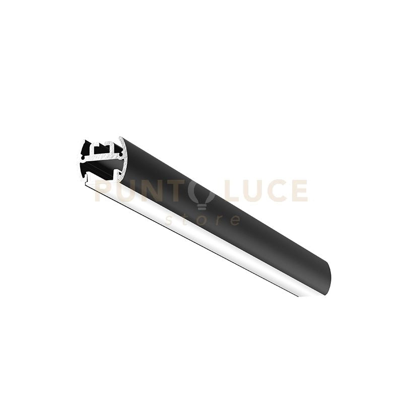 BAKU P - PROFILO IN ALLUMINIO CON DIFFUSORE AD INCASTRO BIANCO PARETE/SOFFITTO/SOSPENSIONE MT2 COLORE NERO  PIU STAFFE