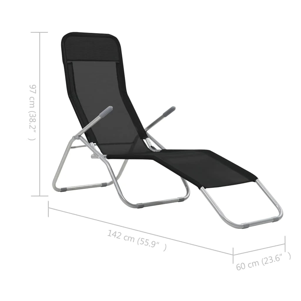 Sdraio pieghevoli 2 pezzi Textilene nero 02_0011951