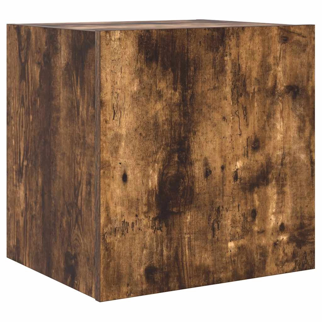 Mobile TV a Parete con Luci LED Rovere Fumo 40,5x35x40 cmcod mxl 86198