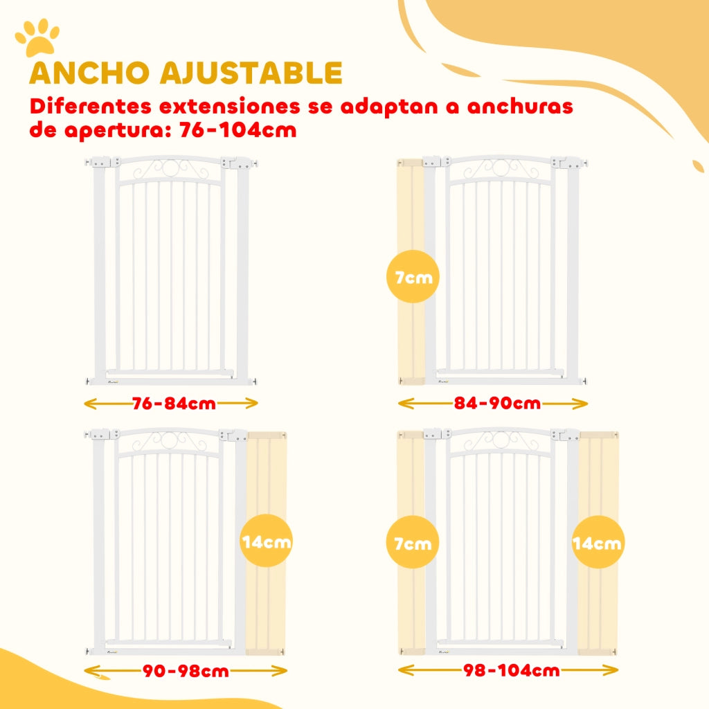 Porta per Cani Regolabile 76-104 cm ¨C zephmum ¨C Bianco