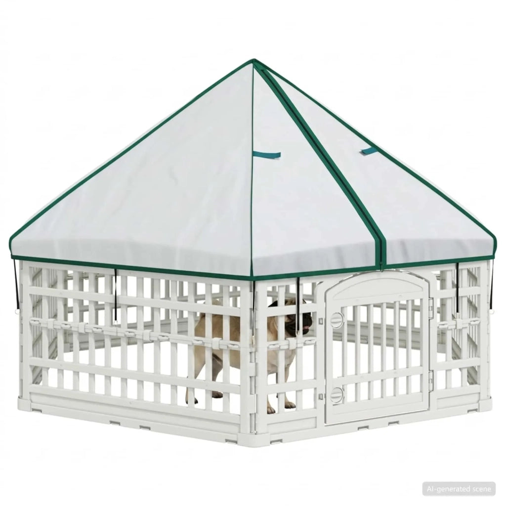 Panchetto per Cani a 6 Pannelli Bianco 179 x 151 x 114 cm 42027224