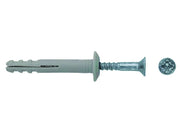 TASSELLO IN NYLON PER CARTONGESSO BORDO LARGO E VITE A CHIODO P- - ø mm.6x40 vite ø mm.3,5x46 - 100 pezzi FISCHER