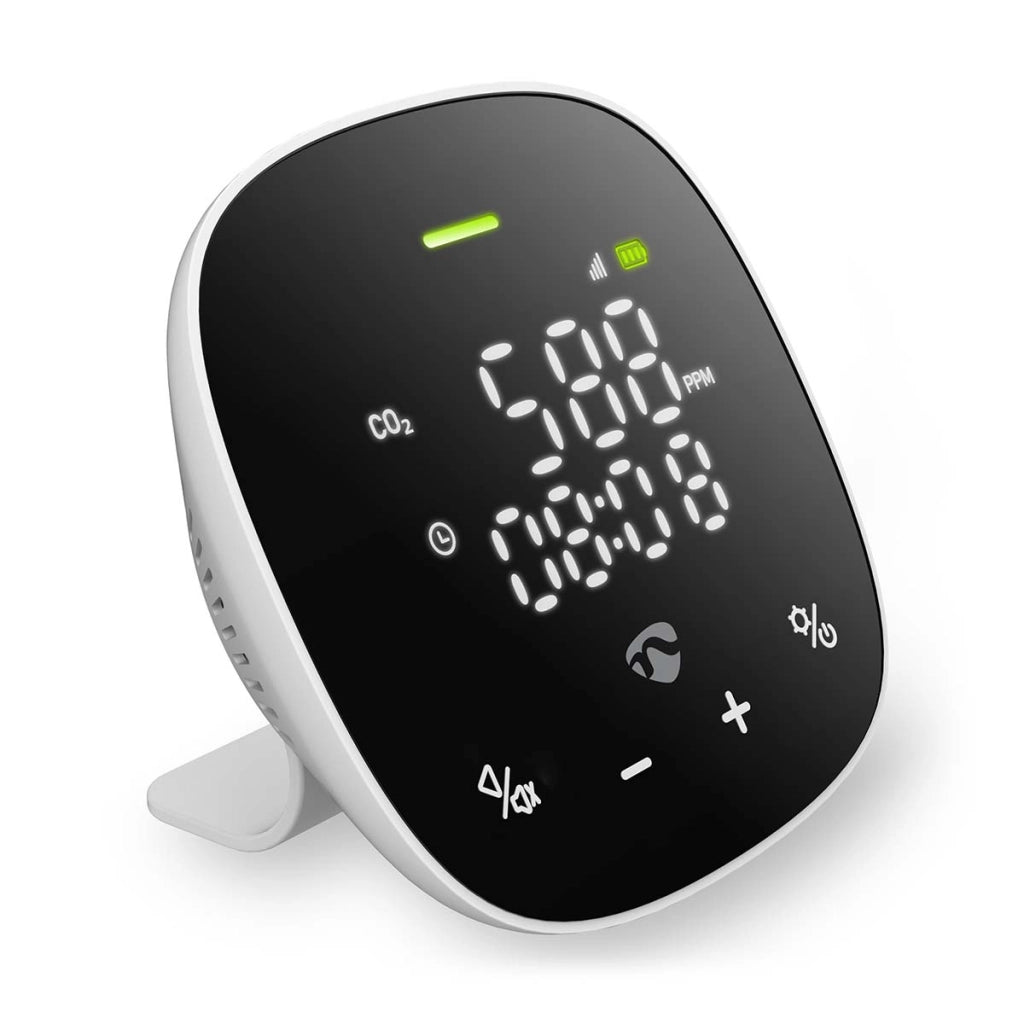 Sensore Wi-Fi di qualità dell'aria e anidride carbonica con display a LED Bianco / Nero Nedis