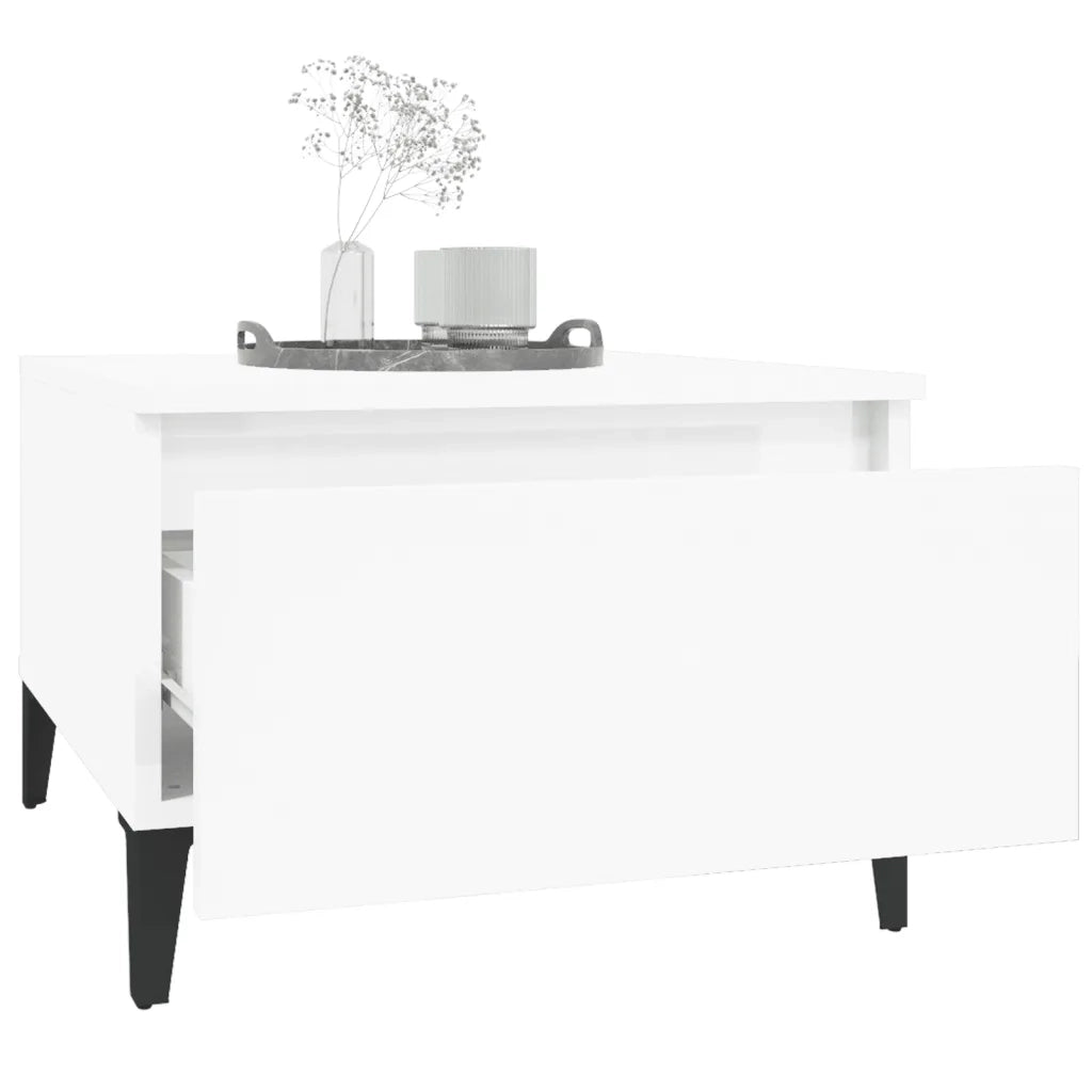 Tavolini 2 pz | Tavolo laterale Bianco Lucido 50x46x35 cm in Legno Multistrato