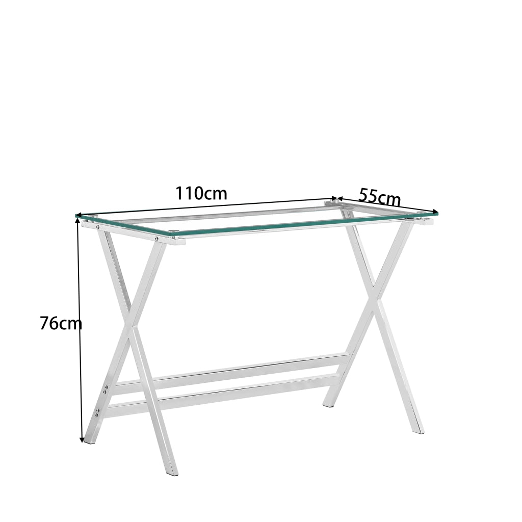 Scrivania in vetro trasparente con bordi arrotondati - per studio - 110×55×76 cm