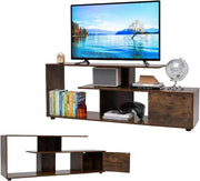 Mobile TV per TV fino a 55 pollici, Panca TV a 3 livelli con armadio a porta, tavolo TV con gambe regolabili, 152 x 38 x 58,5 cm, per soggiorno camera da letto e ufficio (industriale)