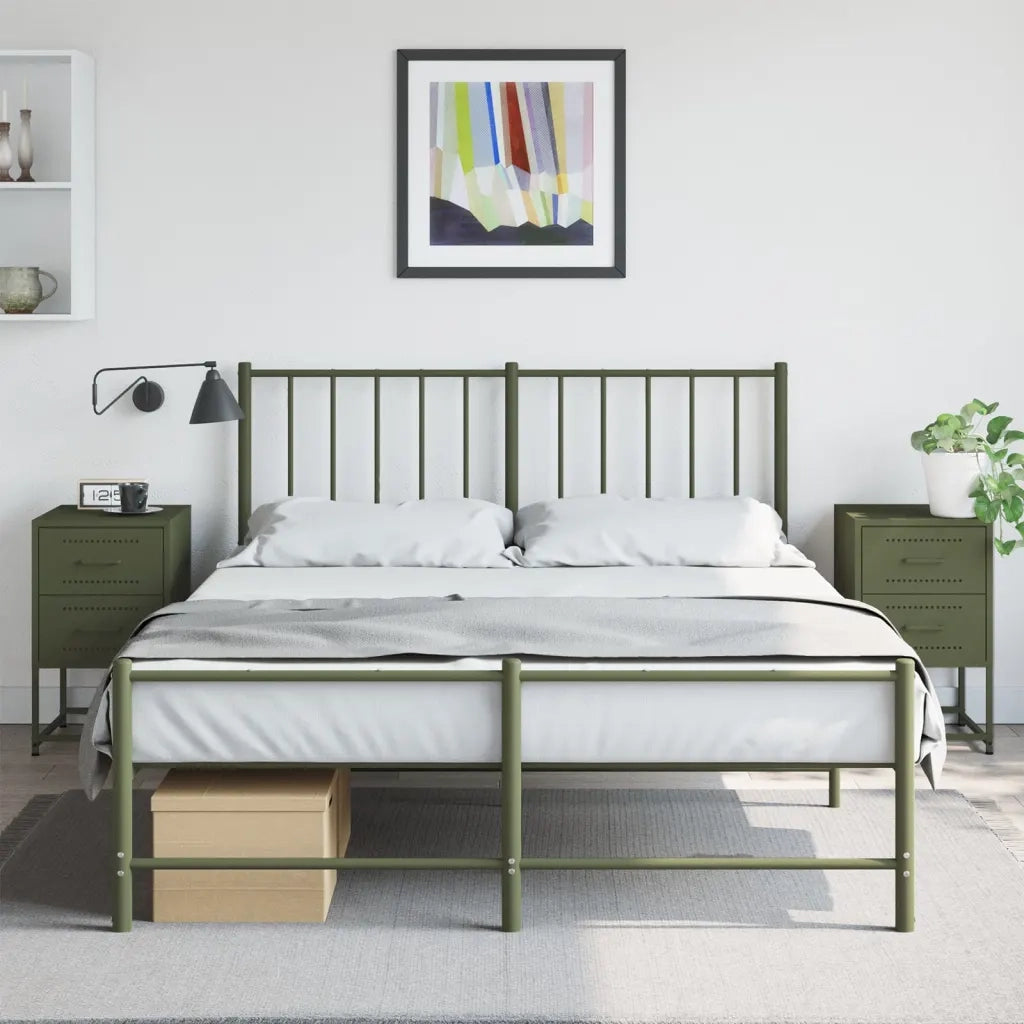 Comodini 2 pz-Set di 2 Tavolino da notte Verde Oliva 36x39x60,5 cm in Acciaio 703726