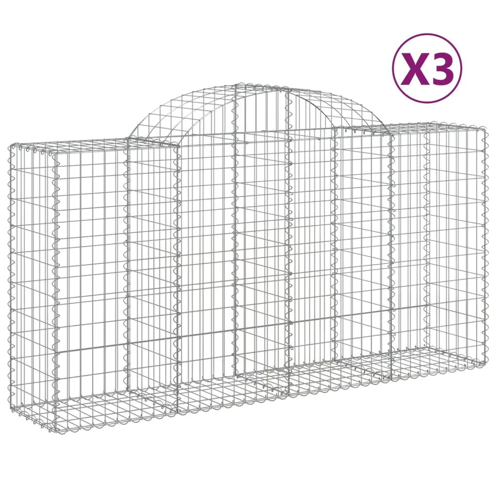 Cesti Gabbioni ad Arco 3 pz 200x50x100/120 cm Ferro Zincato 3146321