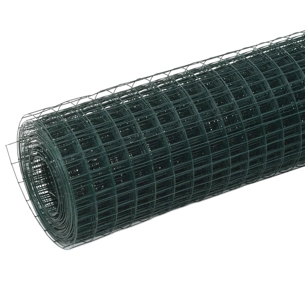 Recinzione in Rete per Pollaio in Acciaio e PVC 25x0,5 m Verde 143633