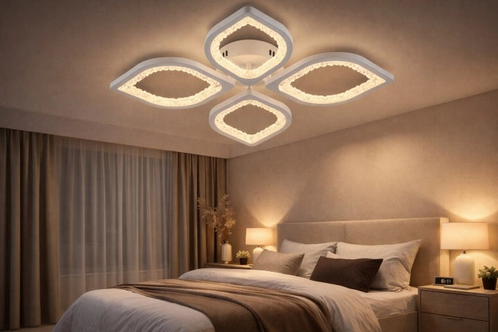 Plafoniera a LED integrato 4 luci bianca Vargo dimmerabile