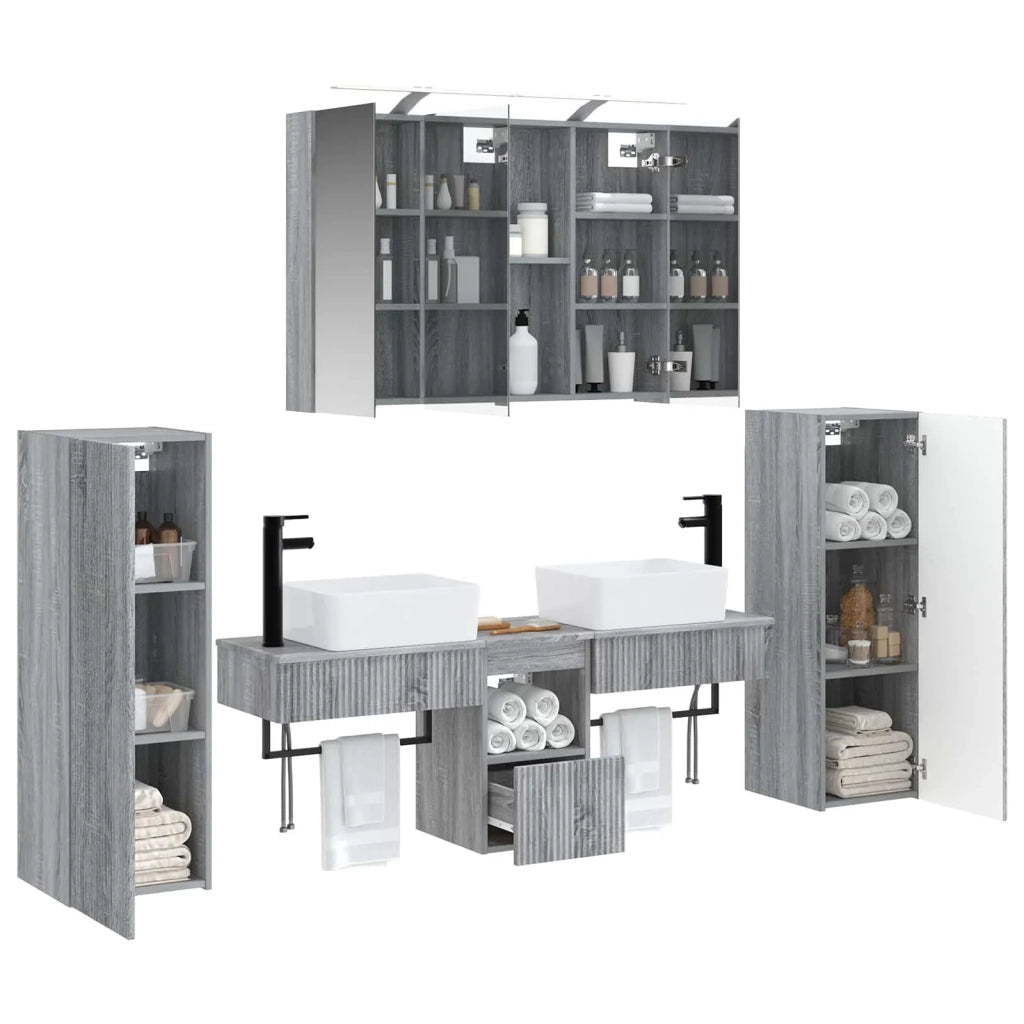Set di mobili per il bagno 6 pcs Sonoma grigio 3407132