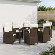 Set da pranzo per esterni 7 pz Marrone e Bianco Crema 3422318